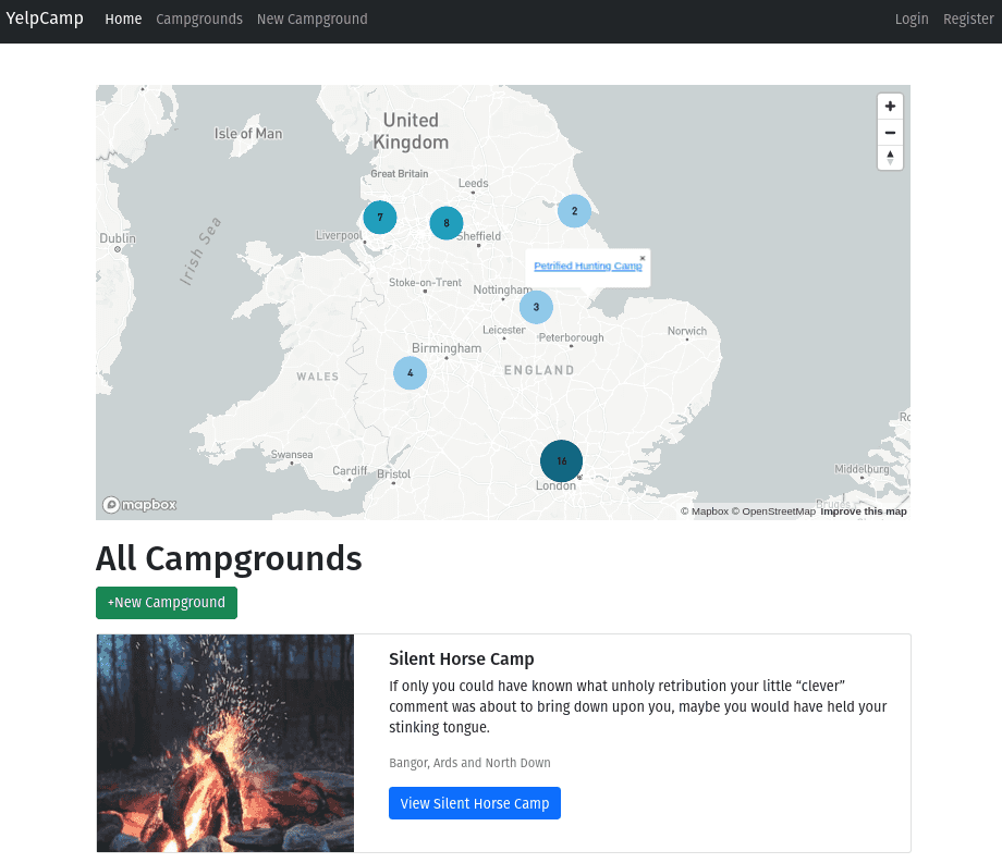 yelpcamp site screenshot